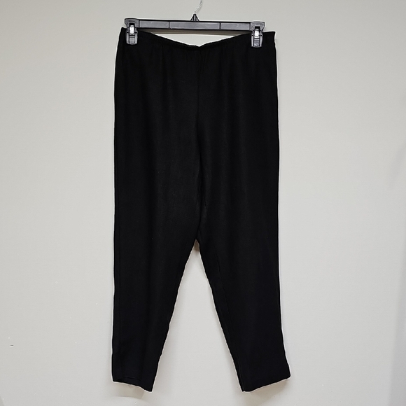 Eileen Fisher Black Linen Slim Ankle Pant, Side Zip, New, Size Medium - Picture 1 of 13